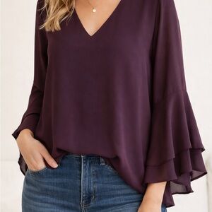 Alfani Plum V-Neck Blouse